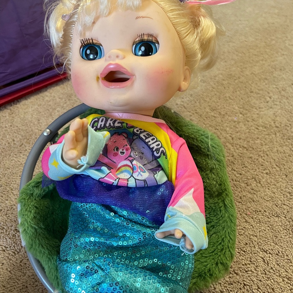 Colorful Doll with Blue Eyes and Blonde Hair